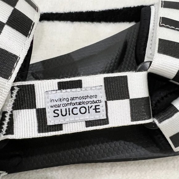 Suicoke Men Black White Checkered Straps Vibram Sole Sandals main image 5